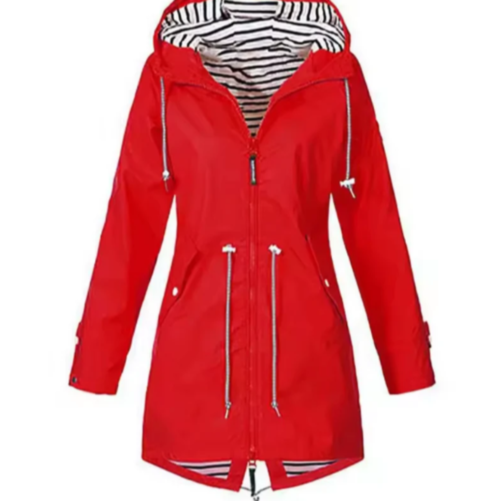 Veste pour femme imperméable avec capuche en polyester pour l'automne, coupe-vent
