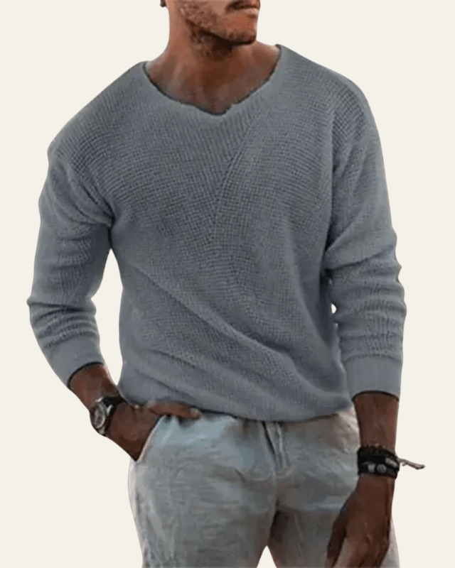 Pull en maille pour homme pour l’automne, pull doux à col en V pour les journées fraîches