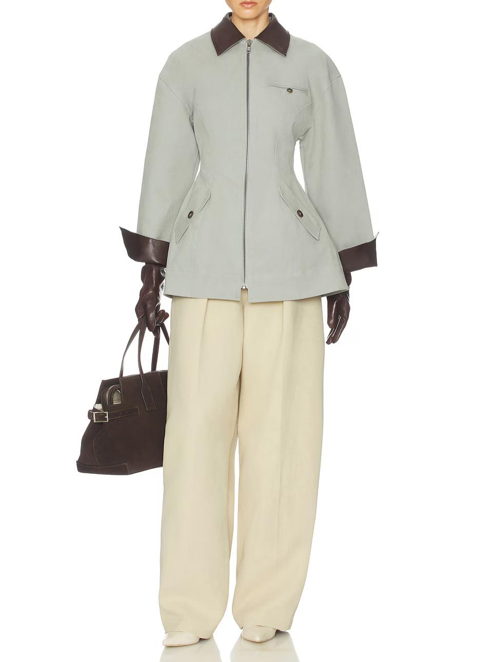 Veste en cuir pour femme oversize, courte, d’automne et de mi-saison