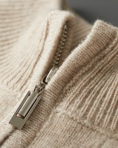 Pull homme en laine mérinos pour l’automne, pull en maille à demi-zip