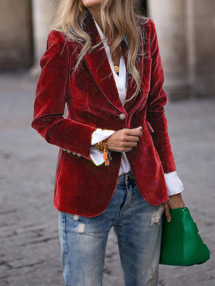 Blazer de damă din bumbac, cu croială cambrată, jachetă elegantă cu un singur nasture pentru toamnă