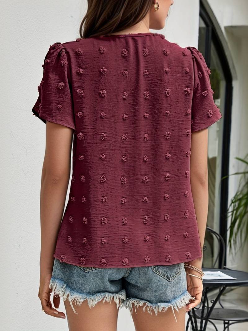 Charice - Chic Swiss Shirt with Petal Sleeves for Women