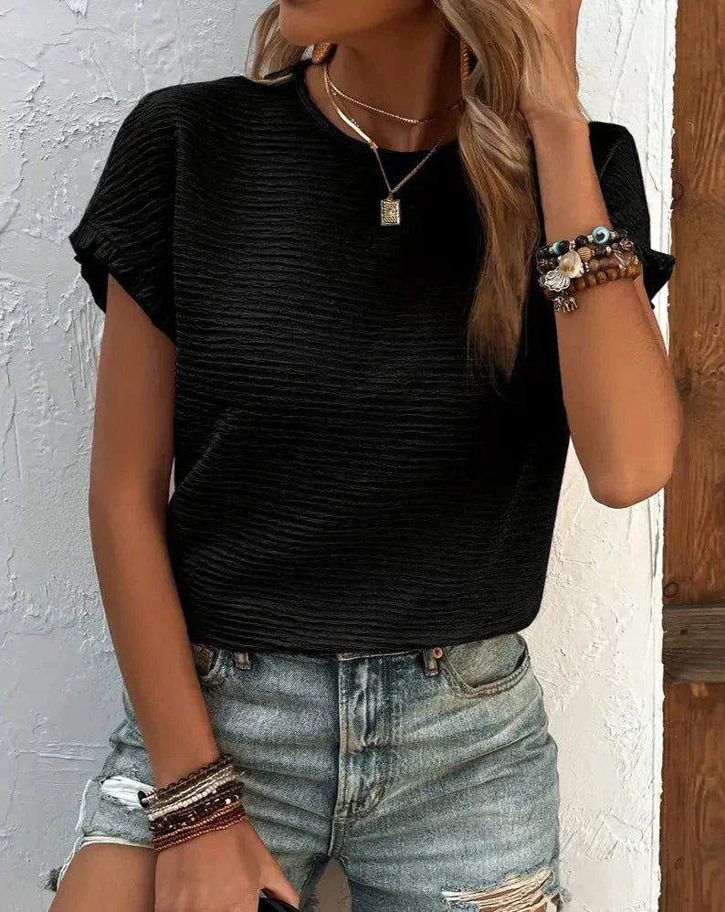 Jinky - Elegant and Cute Comfortable Round Neck Short-Sleeve T-Shirt for Women