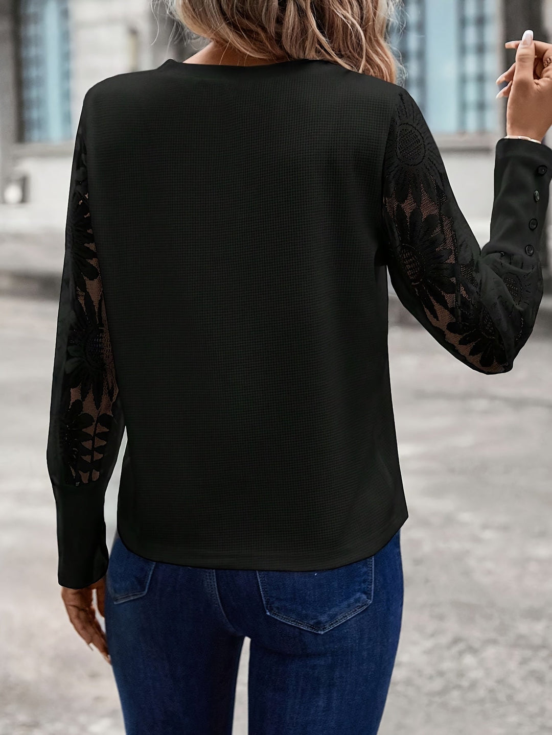 Barbara - Elegant and Chic Floral Lace Blouse for Fall for Women