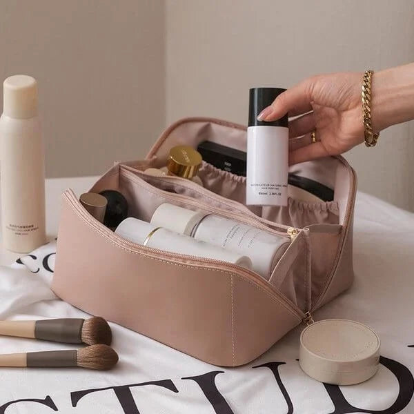 Trousse de toilette en similicuir PU pour femme grande capacité sac de voyage maquillage