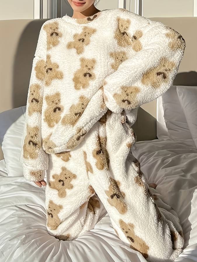 Danica - Confort suprem: set elegant de haine de relaxare cu imprimeu urs polar pentru femei