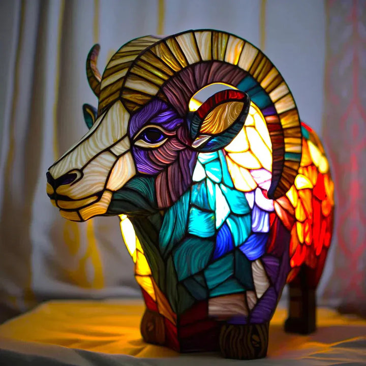Lampe de table en vitrail artistique, en verre et en métal, pour le salon.