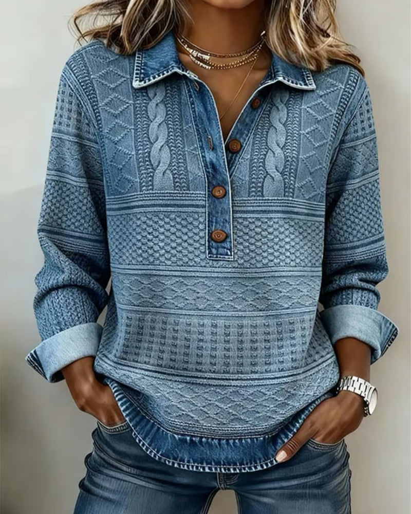 Blouse femme en maille de coton à rayures pour l’automne