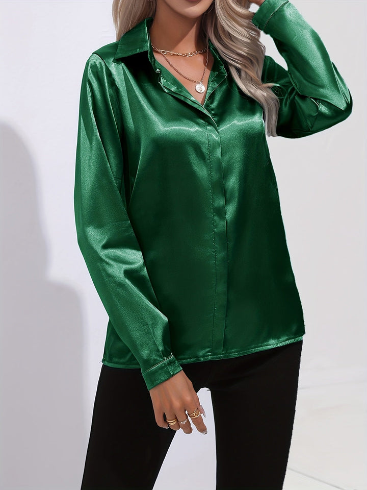 Zariah - Chic Autumn Elegant Satin Blouse for Women