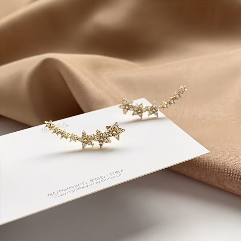 Boucles d’oreilles pour femme plaquées or rose, motifs de fleurs automnales
