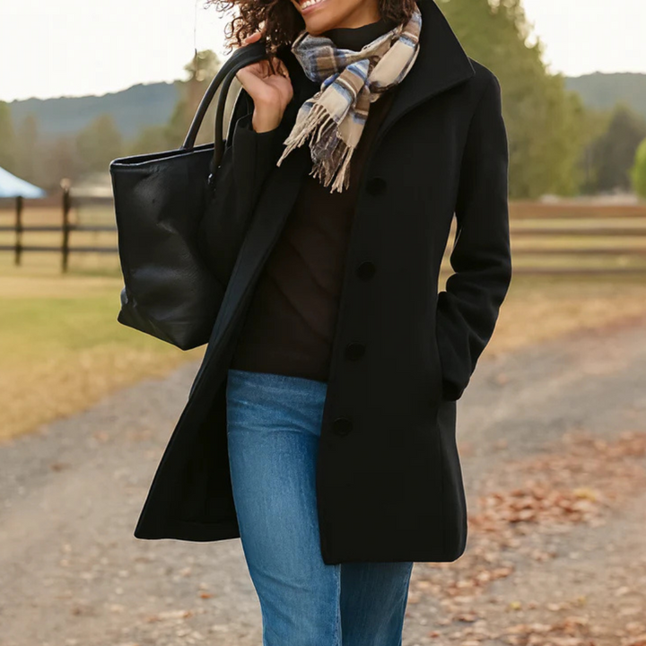 Manteau féminin en mélange de laine pour l'automne, élégant, coupe classique, pour les jours froids