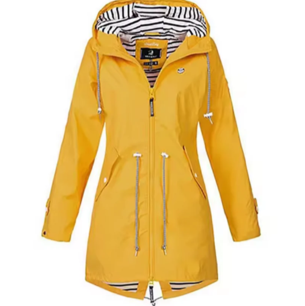 Veste pour femme imperméable avec capuche en polyester pour l'automne, coupe-vent
