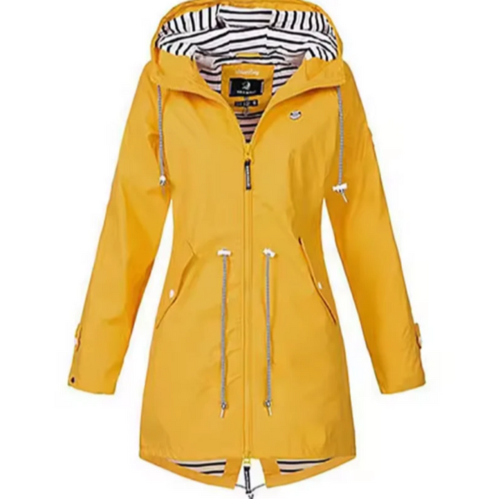Veste pour femme imperméable avec capuche en polyester pour l'automne, coupe-vent