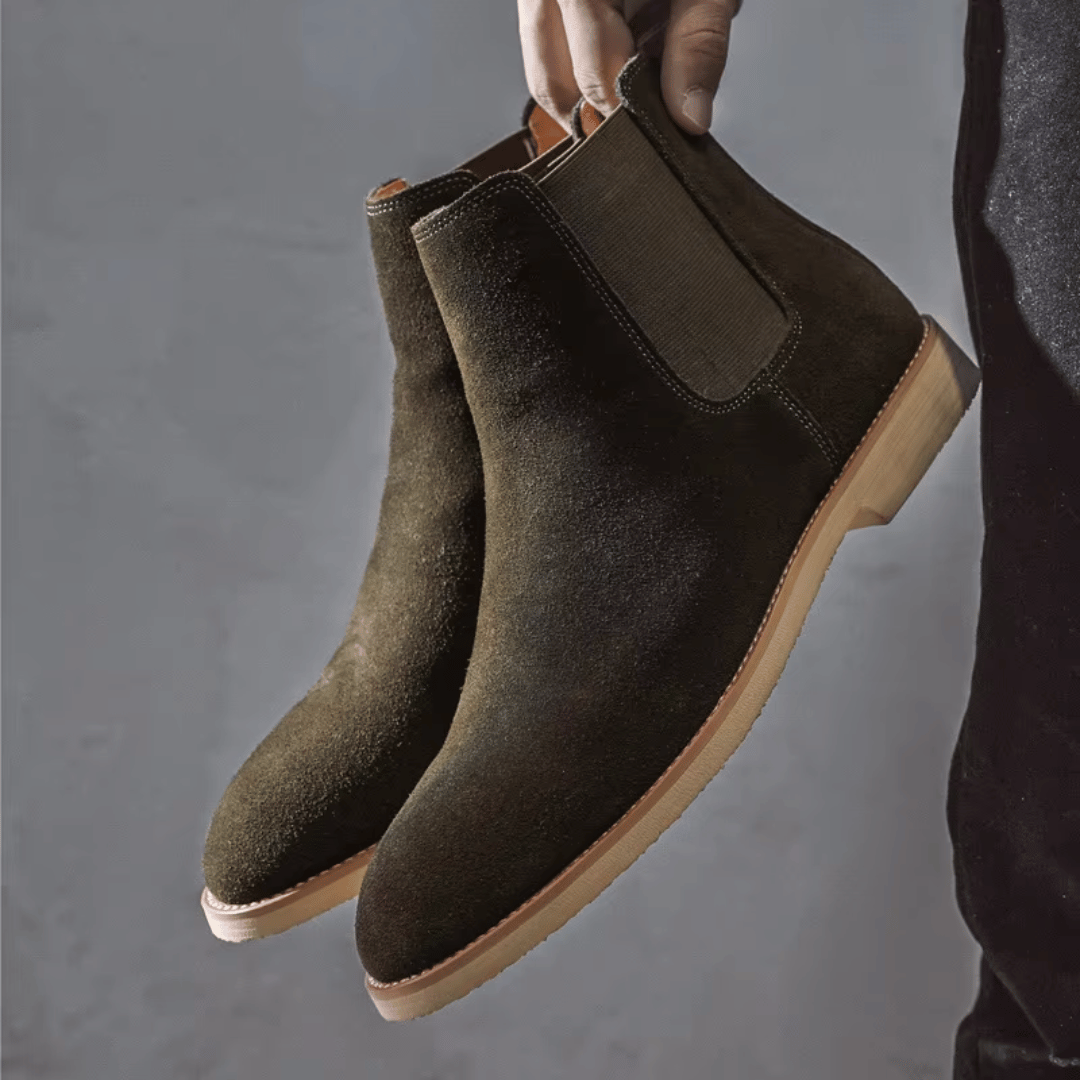 Bottines Chelsea homme effet daim sans lacets, boots élégantes à enfiler pour l’automne
