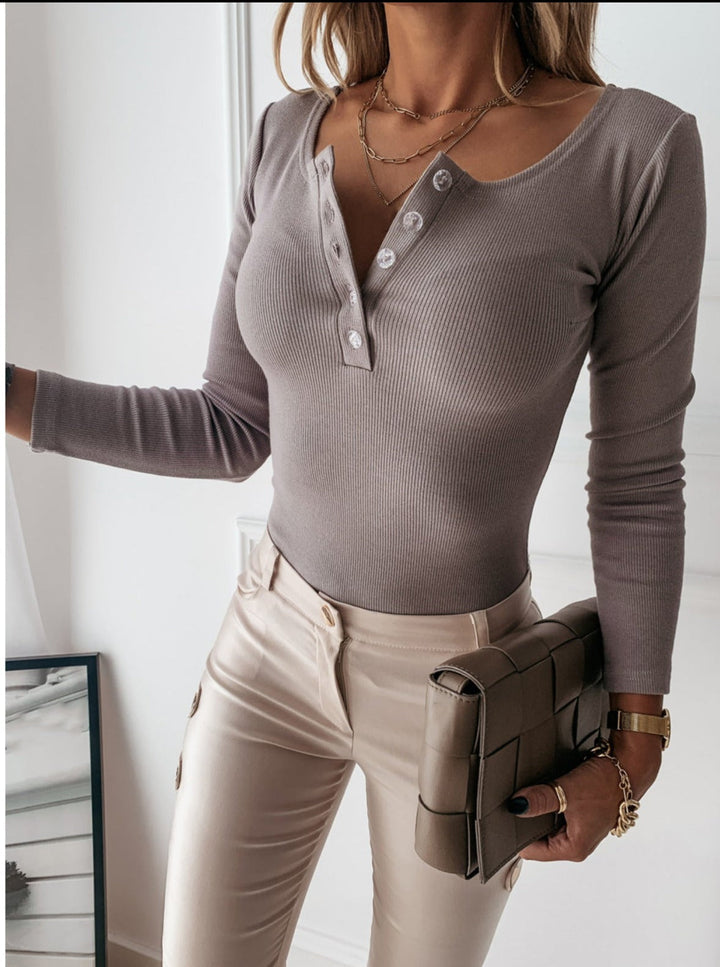 Candice - Camicia Henley elegante ed ergonomica per donne