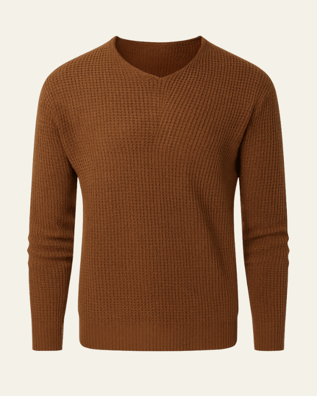Pull en maille pour homme pour l’automne, pull doux à col en V pour les journées fraîches