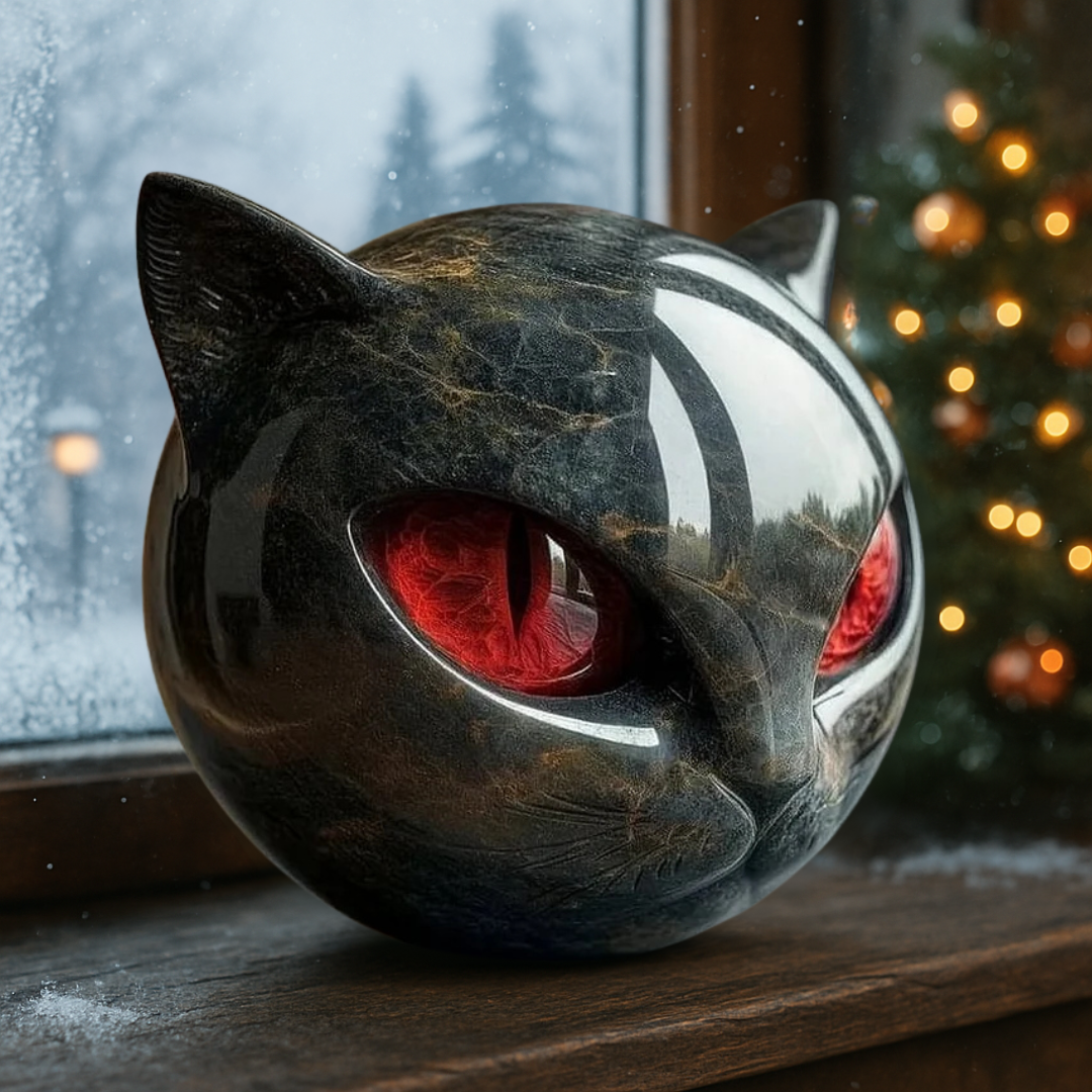 Figurine décorative, sculpture de chat en pierre d’onyx, automnale