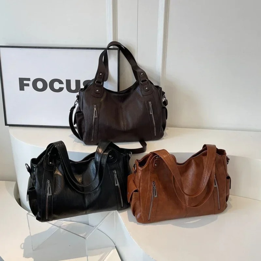Sac bandoulière femme en cuir, spacieux, style automnal et urbain