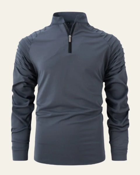 Sweat-shirt en maille pour homme en coton, à fermeture éclair mi-longue, pour l’automne