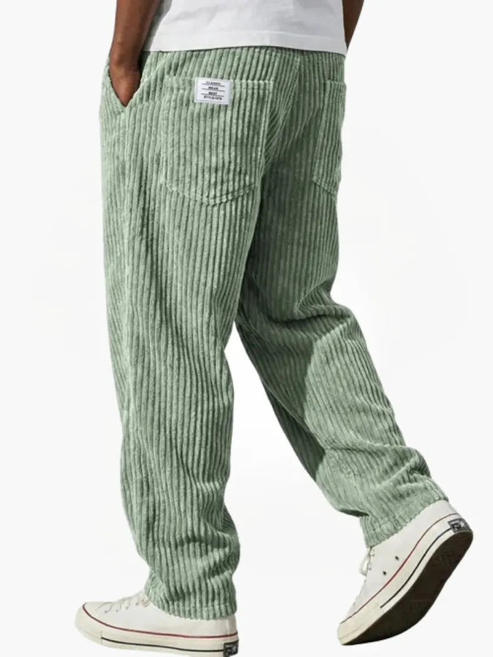 Pantalon homme en velours côtelé de coton, coupe ample, style décontracté pour l’automne