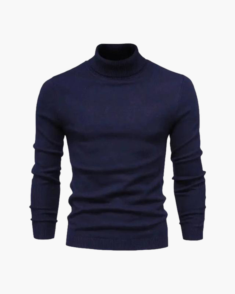 Pull élégant en maille à col roulé pour homme, en coton, pour l’automne