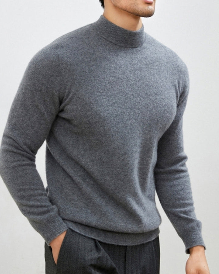 Pull tricoté ajusté en laine pour homme, col roulé, élégant pour l’automne