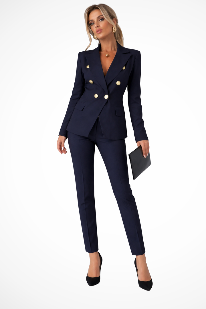 Tailleur pour femme: veste à double boutonnage et pantalon assorti, élégant pour l’automne, formel