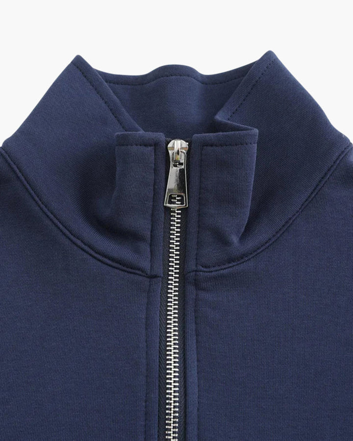 Sweat-shirt homme en coton zippé à col montant, style automnal et décontracté