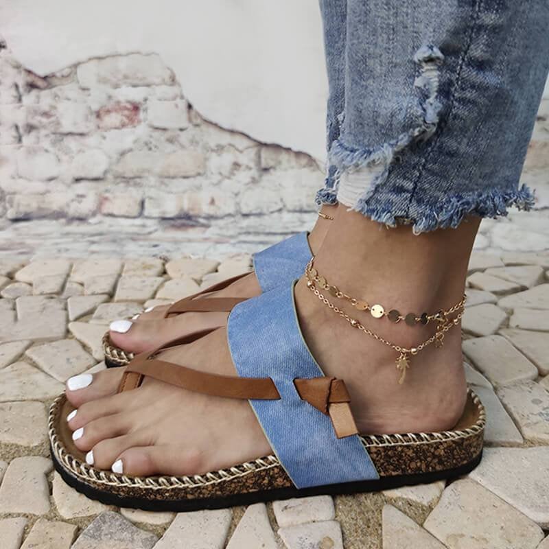 Isa - Sandale albastre slip-on pentru femei pentru un confort suprem