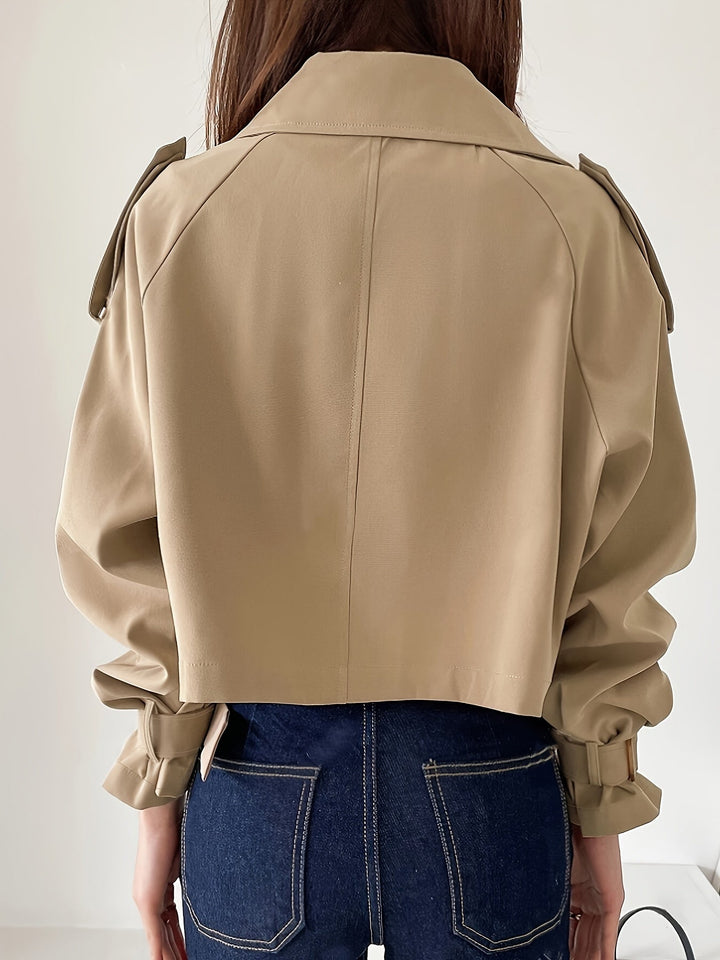 Evelyn - Elegant khaki spring trench coat with chic lapel collar for women
