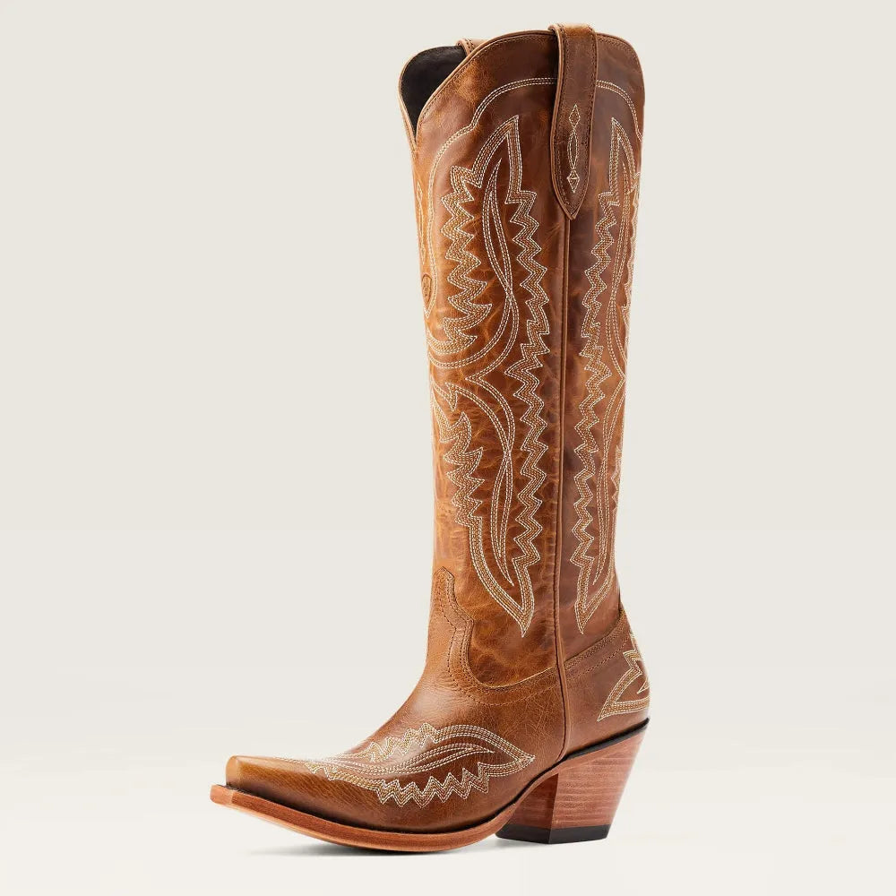 Bottes de cow-boy en daim pour femmes, brodées, avec talon cubain, pour l'automne, dans un style western