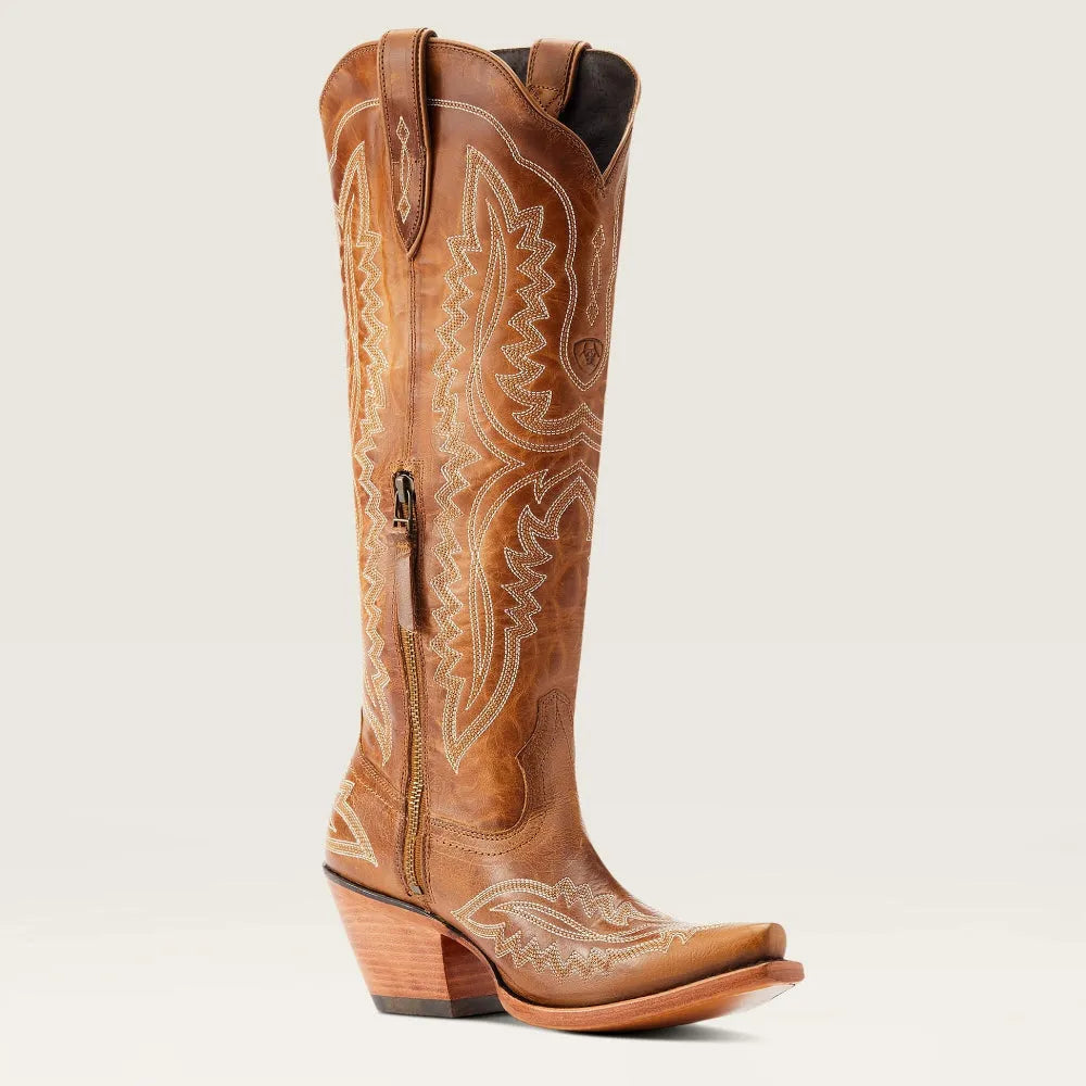 Bottes de cow-boy en daim pour femmes, brodées, avec talon cubain, pour l'automne, dans un style western