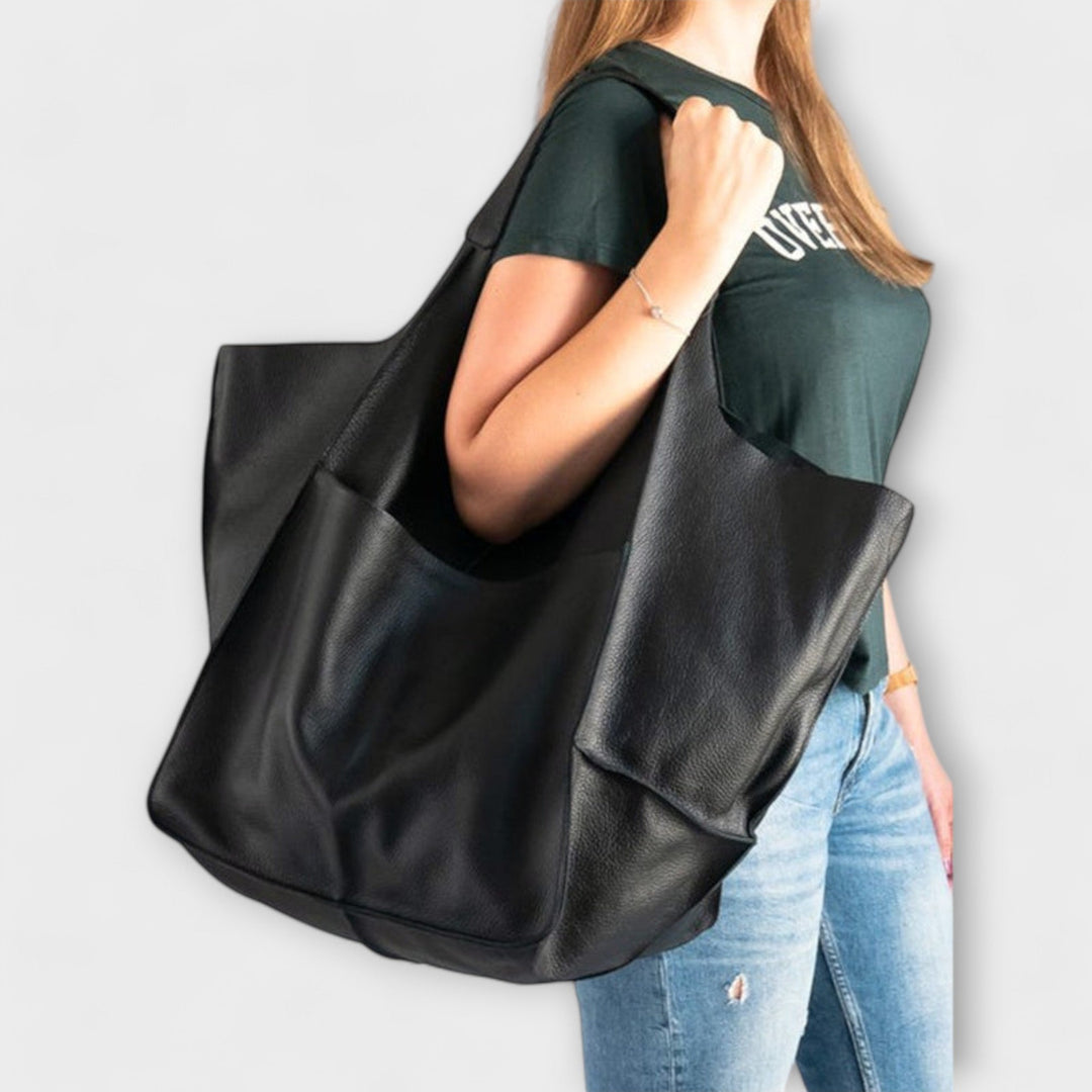 Spacious leather weekend travel bag for women, autumn collection