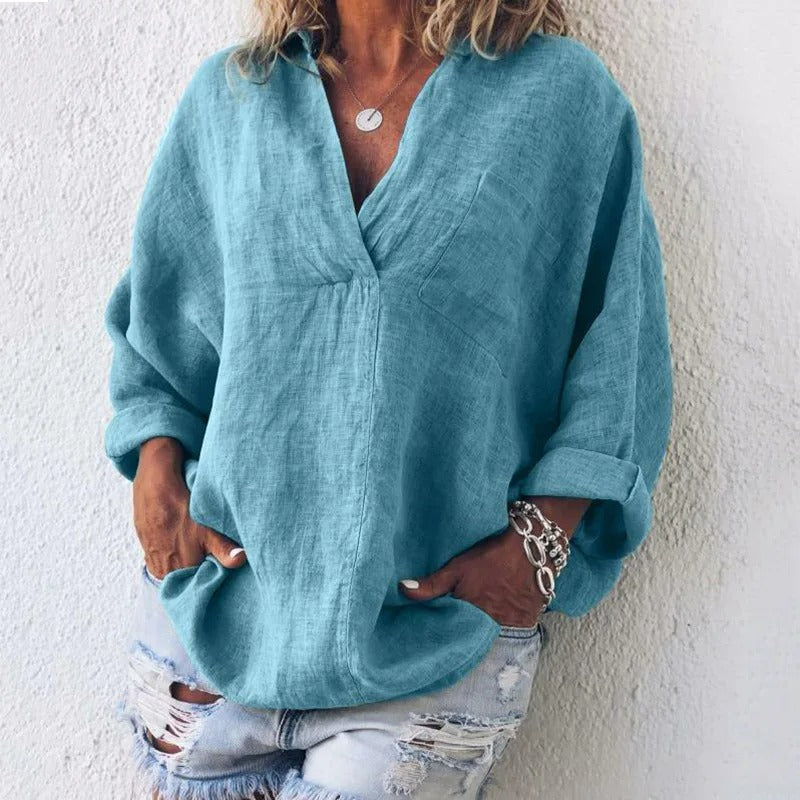 Victoria - Chemisier élégant en coton au design intemporel pour femmes