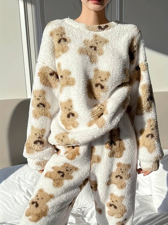 Danica - Confort suprem: set elegant de haine de relaxare cu imprimeu urs polar pentru femei