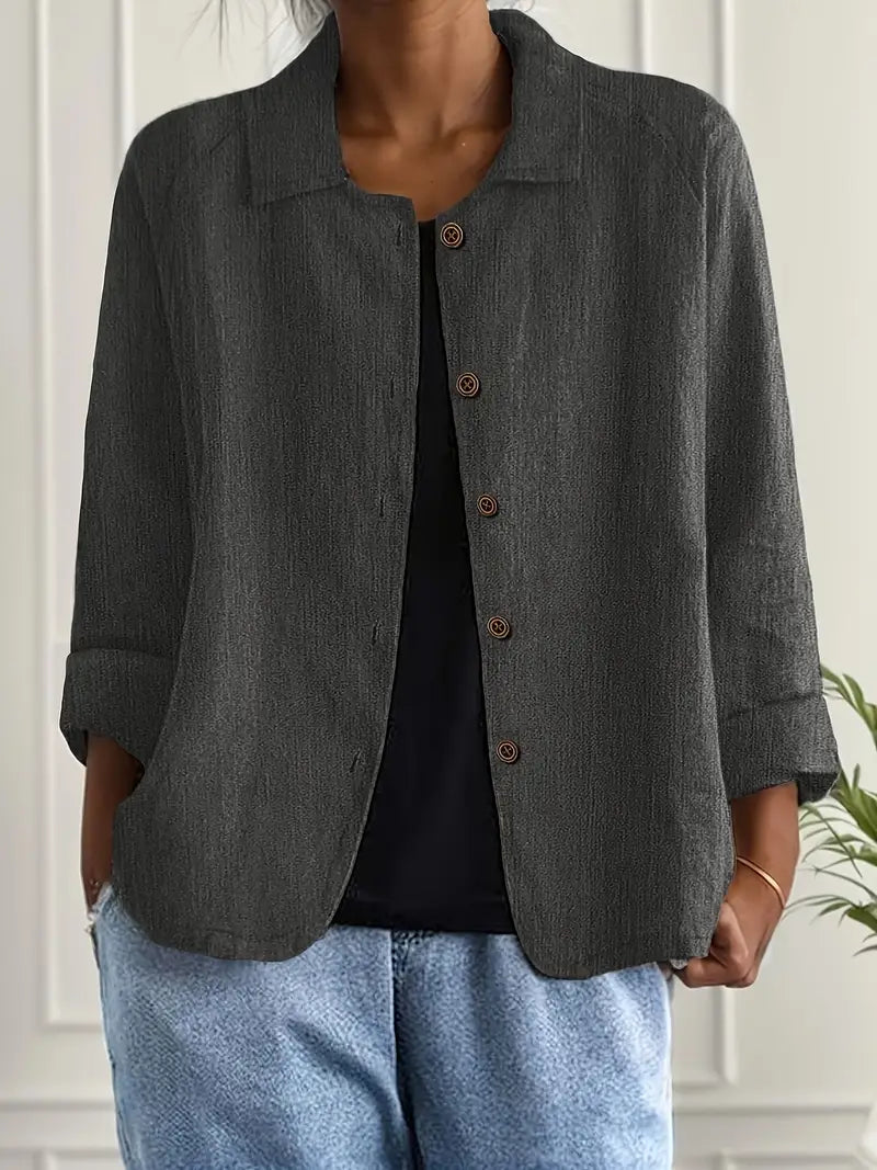 Cardigan chemise léger en coton pour femme, gilet boutonné d’automne