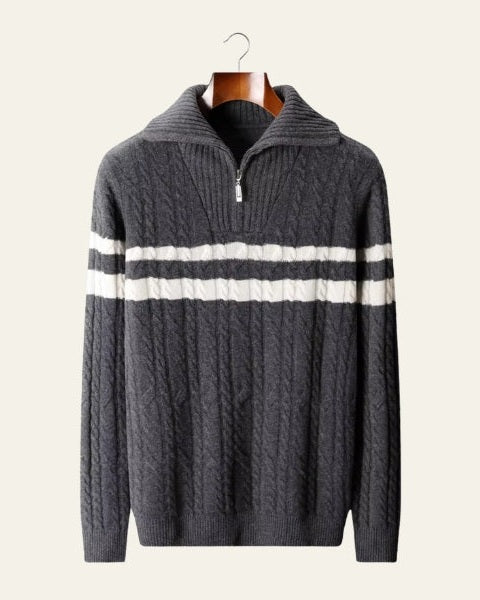 Pull homme en laine mérinos pour l’automne, pull en maille à demi-zip
