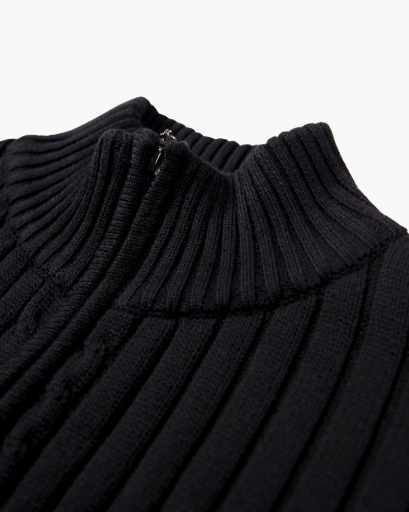 Men's wool zip-up cardigan with a stand collar for autumn