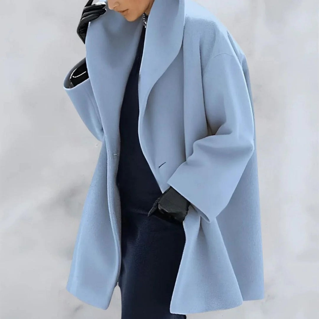 Cappotto lungo da donna per l’autunno e l’inverno, dal taglio ampio ed elegante per il freddo