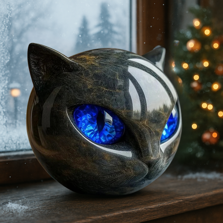 Figurine décorative, sculpture de chat en pierre d’onyx, automnale