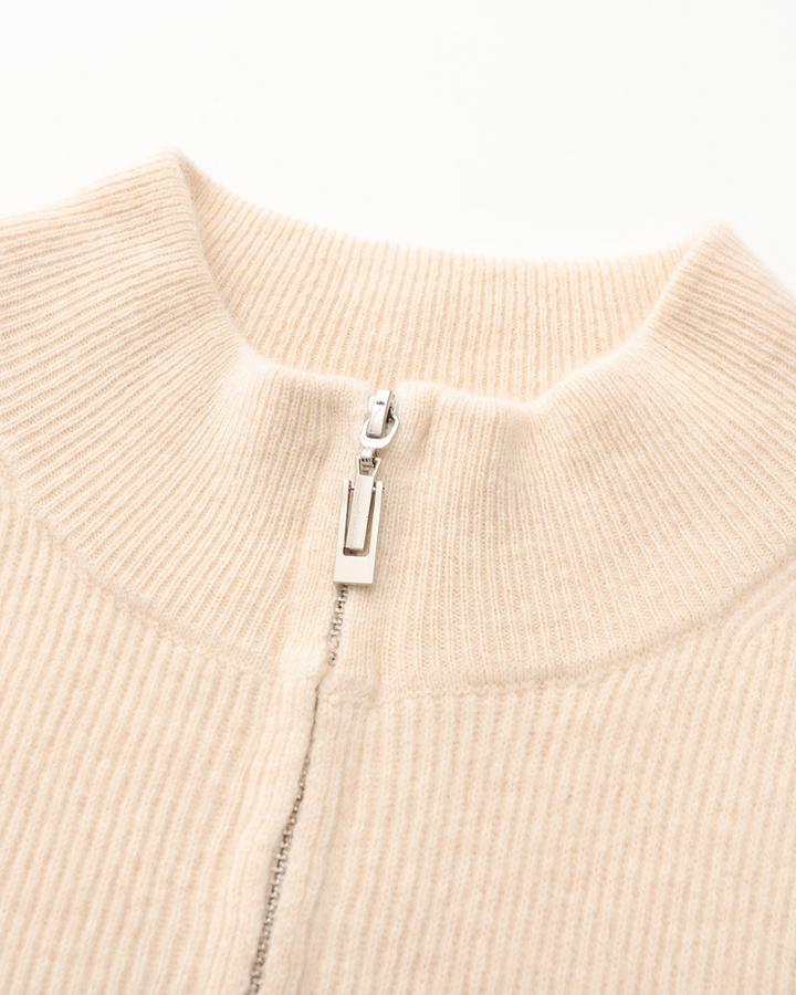 Gilet en laine pour homme à fermeture éclair avec col montant, maille automnale