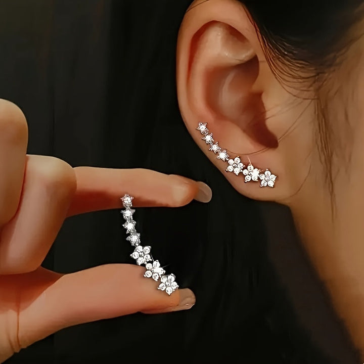 Boucles d’oreilles pour femme plaquées or rose, motifs de fleurs automnales