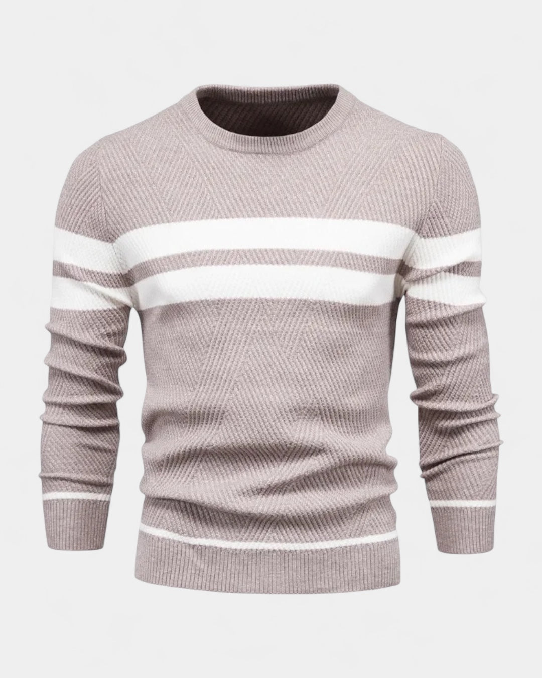 Pull homme en coton rayé à col rond, coupe slim, pour l’automne