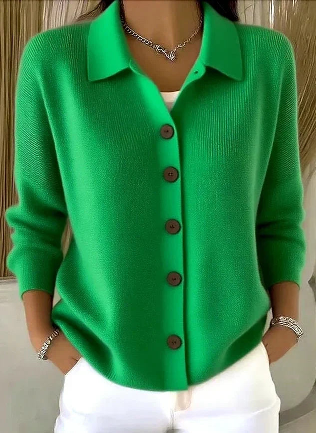 Cardigan femme en maille boutonné, pull d’automne