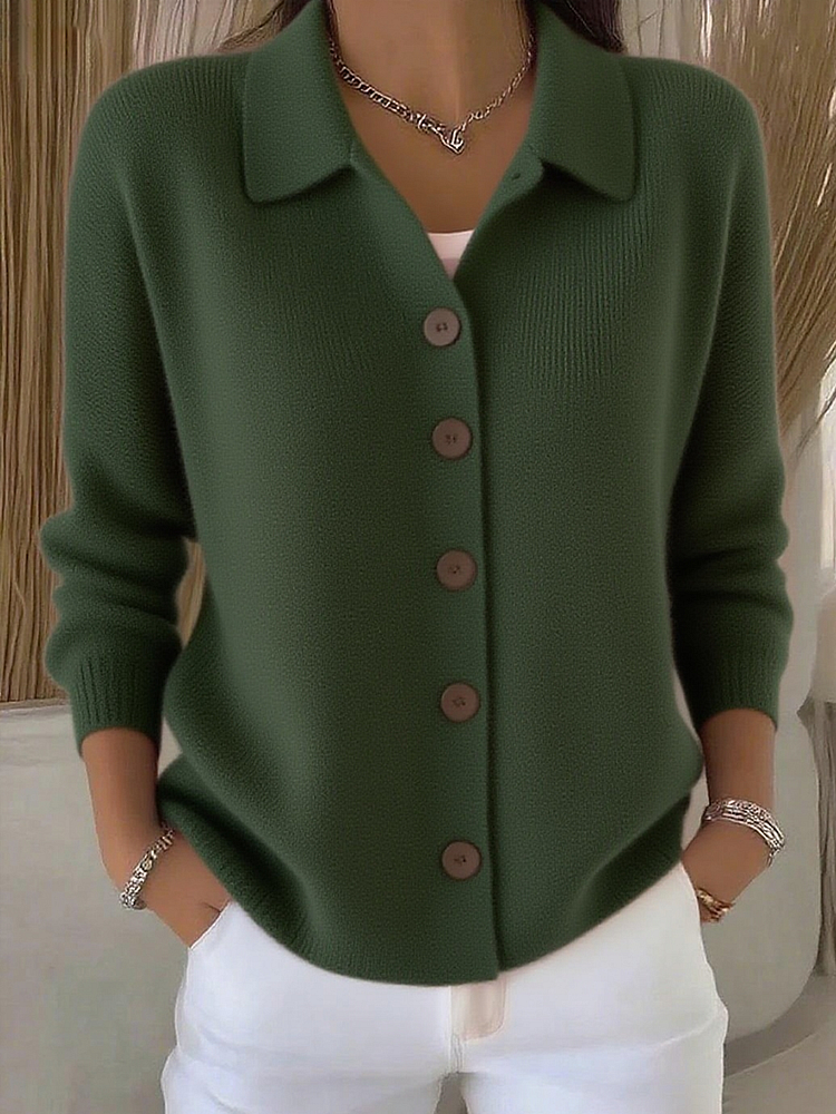 Cardigan femme en maille boutonné, pull d’automne