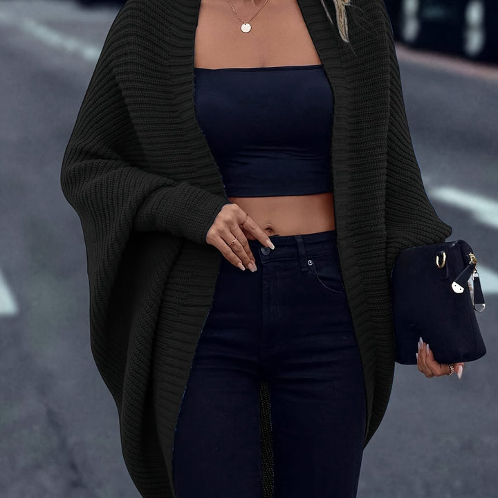 Gilet en maille oversize pour femme, idéal pour l’automne, en maille douce et décontractée