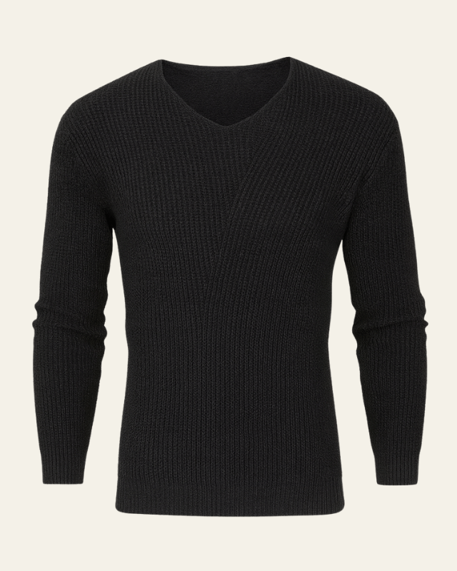 Pull en maille pour homme pour l’automne, pull doux à col en V pour les journées fraîches