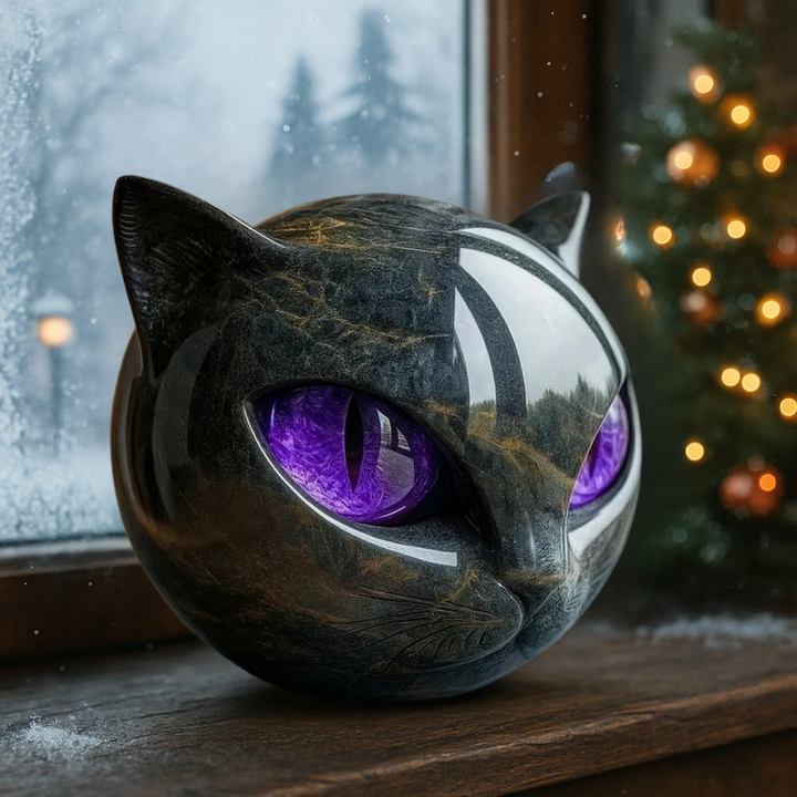 Figurine décorative, sculpture de chat en pierre d’onyx, automnale