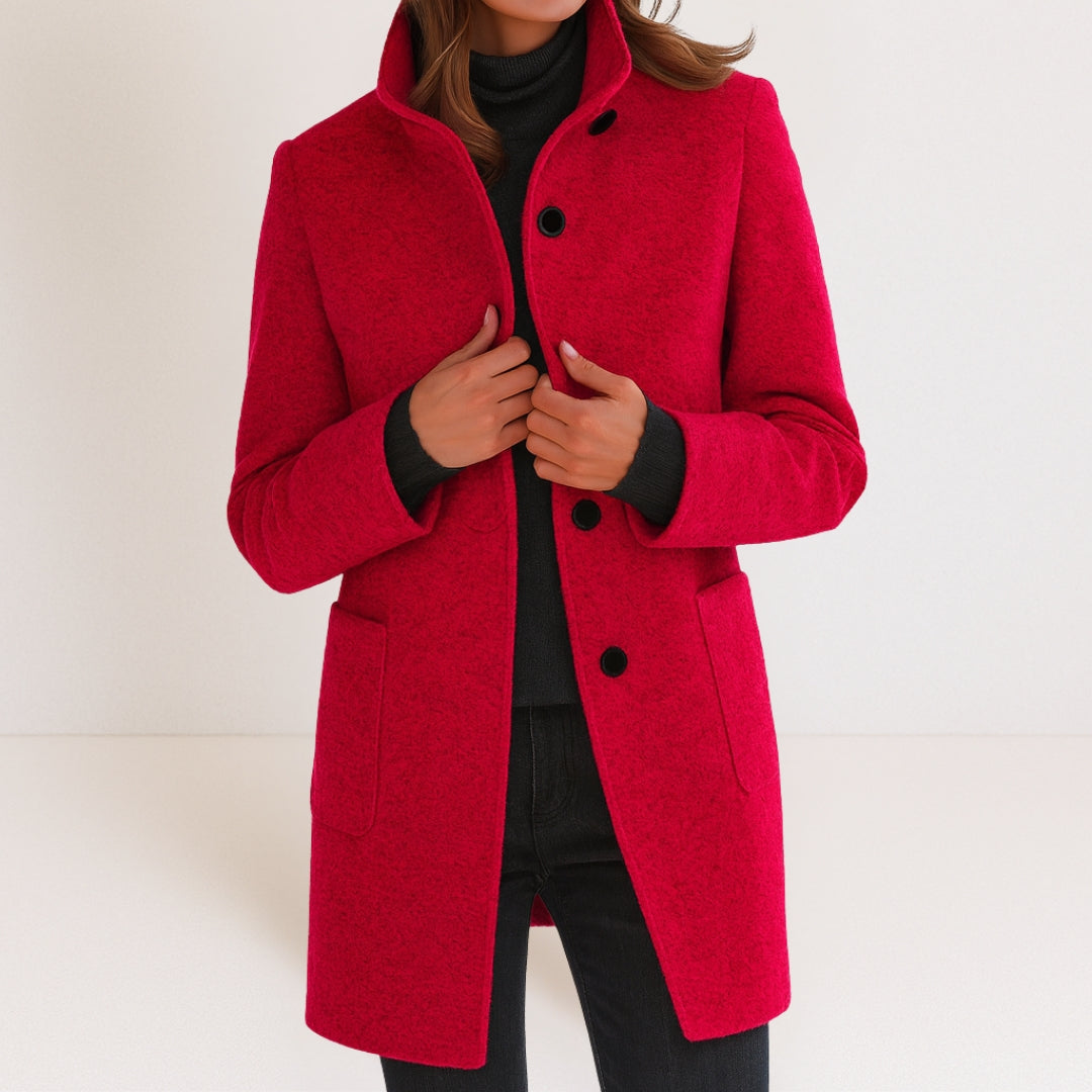 Manteau pour femme en mélange de laine pour l'automne, élégant et chaud, coupe classique