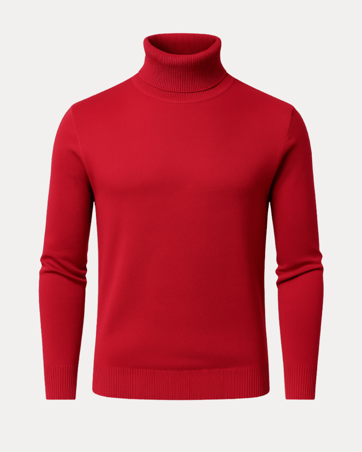 Pull à col roulé pour homme en coton, ajusté et côtelé, pour l’automne